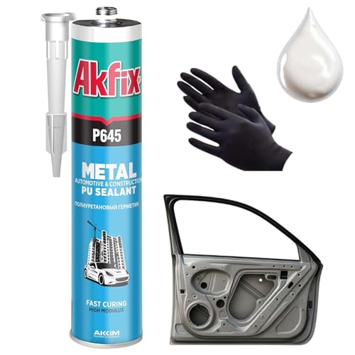Akfix P645 Seam Sealer Automotive White (1x10.1 Oz.) - Urethane Autobody Seam Sealer Adhesive for Metal Joints, RV Roof Sealant, Sandable, Paintable, Fast Curing and Durable Bonding | White, 1 Pack