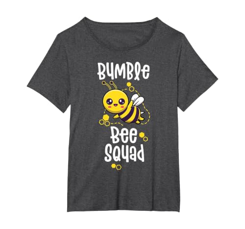 Bumble Bee Squad Honey Bumblebee Teacher Team Group T-Shirt, Women's Plus, Dark Heather Grey, 3X