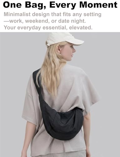 Image of Venzina Womens Crossbody Bag Hobo Bag, Cloud-Like Lightweight Everyday & Travel Shoulder Bag, Large Capacity Nylon Purse with Adjustable Quilted Strap, Casual Work Handbag for Women
