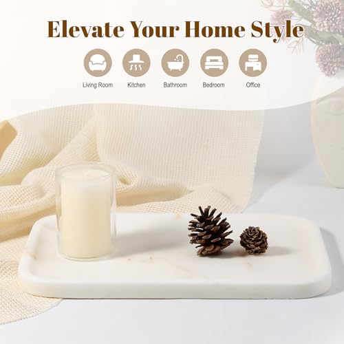 Koville Marble Tray, 12"x8" Natural Marble Vanity Tray for Countertop Bathroom Kitchen Dresser, Decorative Catchall Trays for Perfume Jewelry, Rectangular Stone Serving Tray(Golden Calacatta) by Koville - Image 4