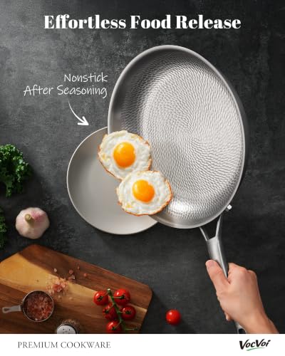 Titanium Pans for cooking, 8+10+12 Inch Titanium Hammered Pro pan with Lid - image 3