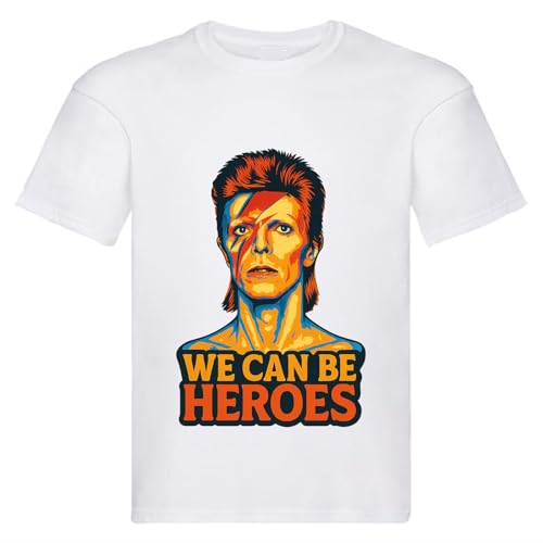 Image of David Kids Glam Rock Music Inspired T-Shirt White Boys Girls Age 3-13 Bowie Graphic Tee