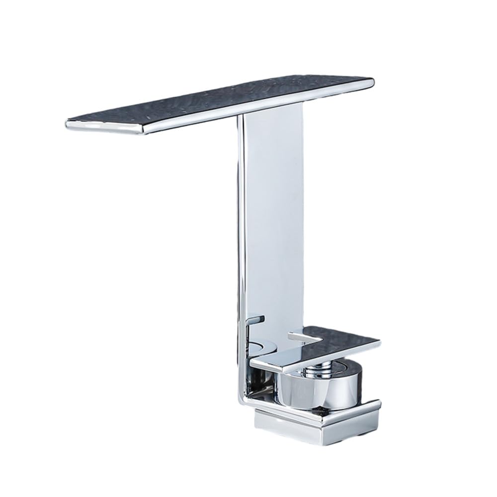 Robinet mitigeur de lavabo cascade en laiton doré et chrome pour salle de bains