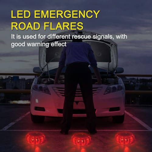 Yinaolan 3 StüCk Warnleuchte, Wasserdicht Led Warnleuchten Mit Magnet Und Haken, Mit 9 Flash-Modi Batteriebetrieben FüR Boot Schiff FüR PKW LKW RV
