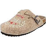 Supersoft Damen Schuhe Hausschuhe Pantoffeln Puschen Latschen Beste Oma Geschenk Present Beige Schnalle