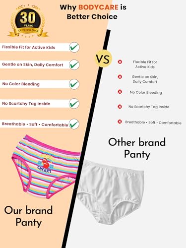 Image of BODYCARE Girls Panties Pack of 6 | 100% Cotton | Ultra Soft Breathable Innerwear | Skin Friendly, Tagless Comfort | Ideal for School