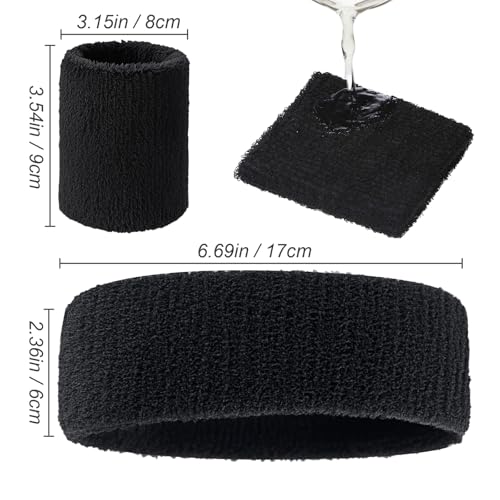 Image of Civaner 12 Pcs 80 90s Neon Sweatbands Soccer Baseball Headbands Wristband Set for Men Women Party Cotton Headbands Terry Cloth Athletic Sweat Bands for Tennis Football Gym Outdoor