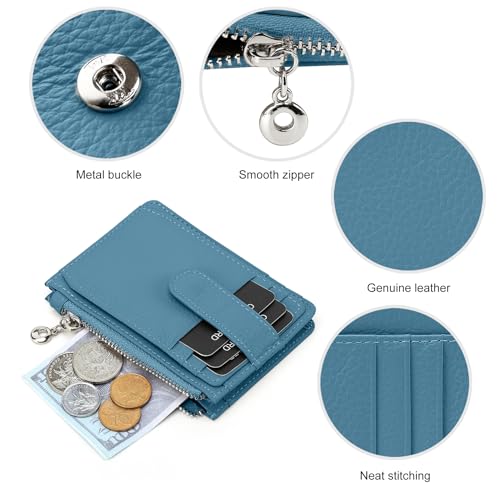 Fependu Slim Wallet for Women Genuine Leather Card Holder Thin Womens RFID Blocking Small Wallets