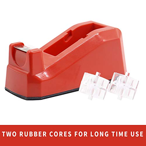Cute Red Desk Tape Dispensers, 1 Pack With 12Rolls Transparent Tape, 1 Inch Core, For School, Office And Home Diy, Bomei Pack #TOP2