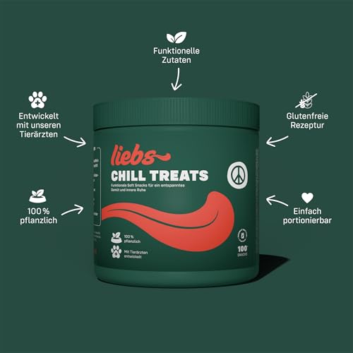 liebs Hunde Supplement Entspannung & Anti-Stress (1 x 300g) | Entspannungs Snack Hunde – Unterstützt Beruhigung - Stress & Angst | Beruhigende Chews für Hunde