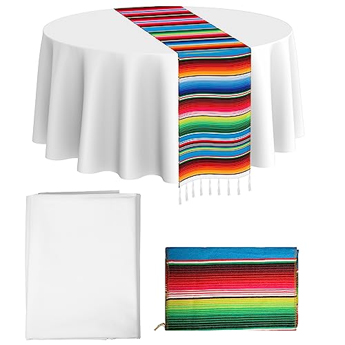 Nappes mexicaines multicolores et nappes rondes blanches Mixweer en lot de 2 - 2