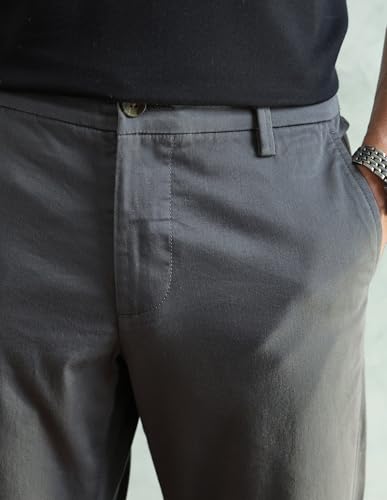 Image of Arrow Sport Men Slim fit Cotton SolidMid Rise waistTrousers