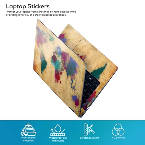 Image of Galaxsia World Map D2 Full Body Vinyl Laptop Skin /Sticker /Cover Upto 15.6 Inches Laptops Laminated-Removable-HD Quality Compatible for Hp-Dell-Sony-Lenovo-Asus etc.(15x10 Inches)