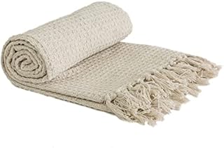 Emma Barclay Throw Blanket Sofa Bed Throwover 100% Cotton Recycled Honeycomb Ivory 50x60