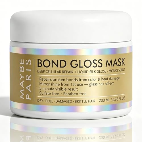 Lalena Maybe Paris Bond Gloss Mask with Hydrolyzed Keratin & Hyaluronic Acid Helps Support Stronger Smoother & Shinier Looking Hair for Dry Dull & Damaged Hair