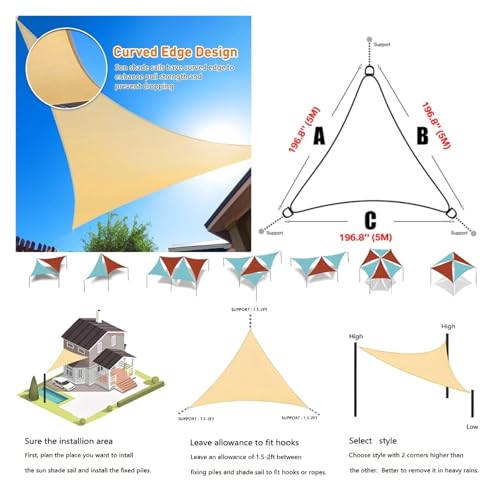 Toile d'ombrage triangulaire anti-UV bâche imperméable de jardin - 7