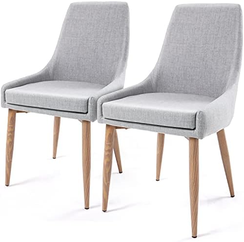 E&D FURNITURE Dining Chairs, Accent Living Room Chair Set of 2 Kitchen and Dining Room Chairs 2 Pack Fabric Dining Comfy Chairs Sillas para Comedor Upholstered Dining Metal Leg Chairs