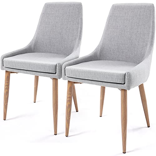 E&D FURNITURE Dining Chairs, Accent Living Room Chair Set of 2 Kitchen and Dining Room Chairs with High Back 2 Pack Fabric Dining Comfy Chairs Sillas para Comedor Upholstered Dining Chairs Metal Leg