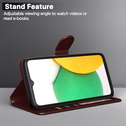 Image of Pikkme Samsung Galaxy A03 Core Flip Cover | PU Leather Finish | 360 Protection | Wallet & Stand | Strong Magnetic Flip Case for Samsung Galaxy A03 Core (Brown)