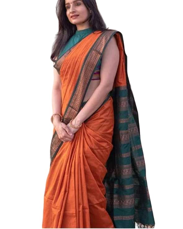 NEOPOLWomen's Banarasi Style Pure Kanjivaram Silk Jacquard Kanchipuram Pattu Saree With Un-Stiched Blouse