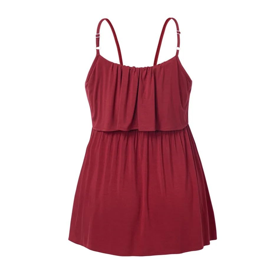 Lemoiitea Vestido de maternidad con tirantes para embarazo, sin mangas, cuello redondo, vestido de lactancia materna, vestido de lactancia para mujer, vestido de lactancia materna, camisón de verano,