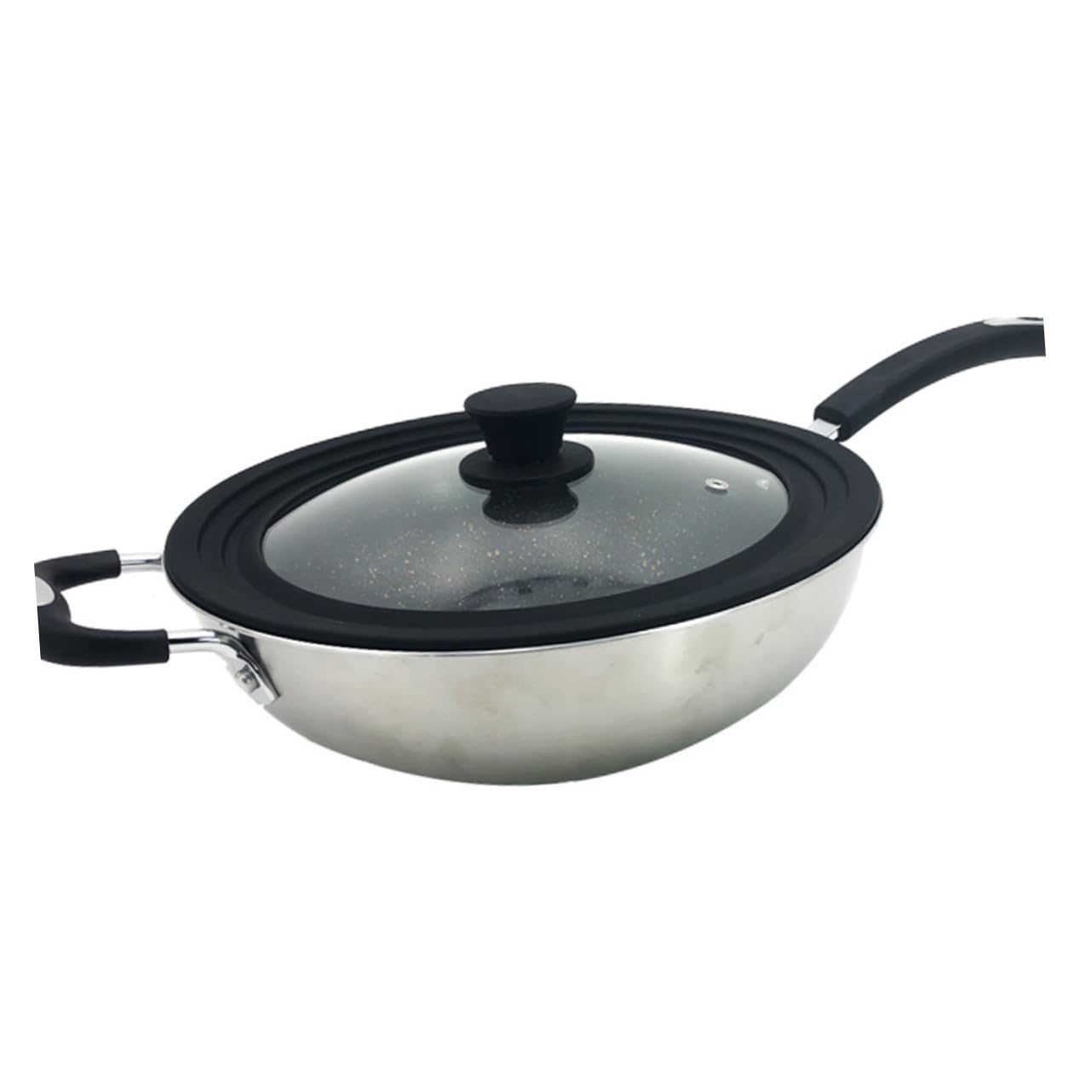 ABOOFAN Coperchio in Vetro Temperato e Silicone Nero con Protezione Anti-schizzi per Pentole da 26cm, 28cm e 30cm Adatto a Cucina Domestica