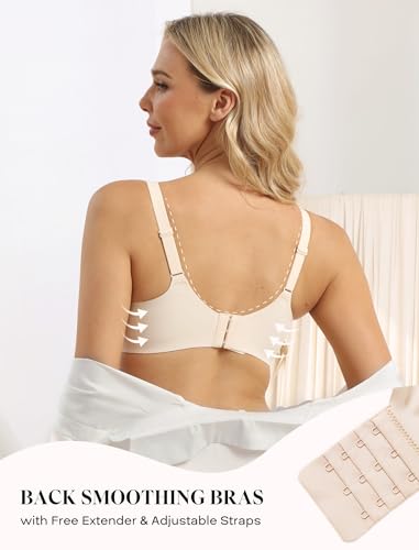 Image of COMFELIE Women No Underwire Bra Comfy Seamless Bras Full Coverage Mesh Bralette with Adjustable Contrast Color Strap S-4XL