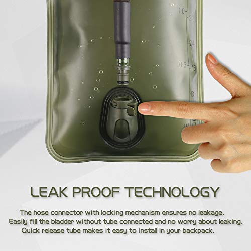 Hydration Bladder 2L Leakproof 2 Liter Water Bladder, Bpa Free Military Green Water Reservoir Storage Bag With Insulated Tube, Hydration Backpack Replacement For Outdoor Hiking Camping Running Cycling #TOP2