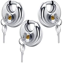 NANSHINE 3 Pcs Keyed Alike Discus Padlocks, Stainless Steel Heavy Duty Discus Lock Circular Unit Lock with Keys for Warehouse, Storage Units, Sheds, Garages, Fence