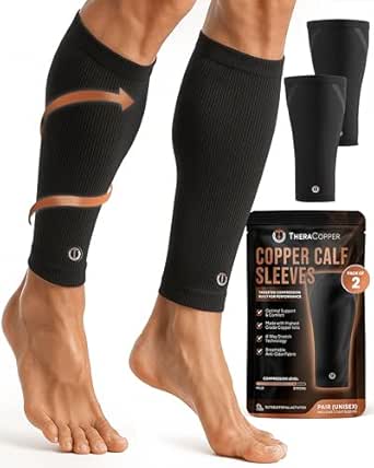 TheraCopper Copper Calf Compression Sleeve for Men & Women