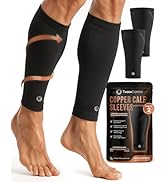 TheraCopper Copper Calf Compression Sleeve — Premium Copper Compression Shin Sleeve for Men & Wom...