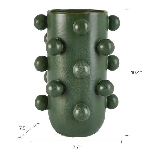 Elements Turquoise Ceramic Vase with Raised Dots,for Use with Dried or Artificial Flowers, 7.7x7.5x10.4 Inch by Elements - Image 2