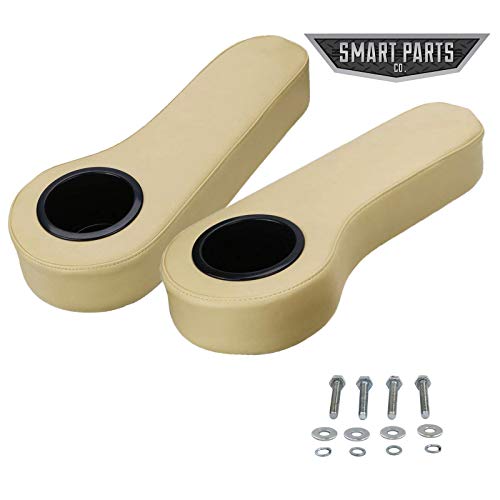 Golf Cart Rear Seat Beige Armrest Cup Holder - Compatible with EZGO, Club