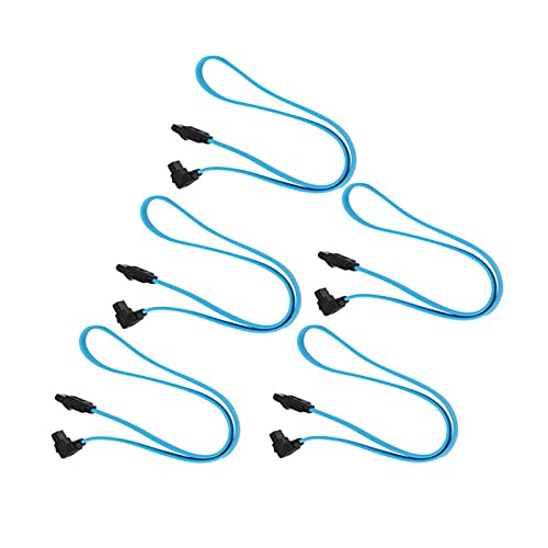 VAIGAI 5PCs SATA3.0 Cable de Datos Ángulo Azul 6Gb/s miniatura 4