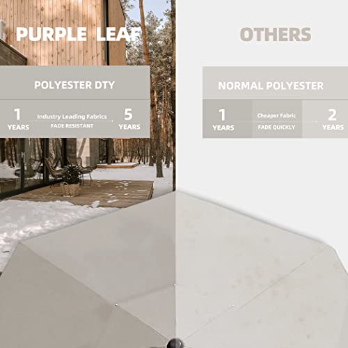 Purple Leaf 11 Feet Double Top Deluxe Sunbrella Wood Pattern Round Patio Umbrella Offset Hanging Umbrella Cantilever Umbrella Outdoor Market Umbrella Garden Umbrella, Spectrum Graphite #TOP4