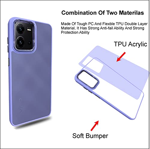 Image of A rtistque Frosted Translucent Back Cover Case for Vivo V25 5G | Electroplated Chrome Ring | Raised Camera Edges for Protection | Smooth Sides TPU - Purple