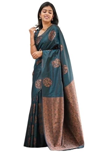 Yashika Women’s Banarasi Cotton Silk Jacquard Saree With Blouse Piece(MUDRA RAMA)