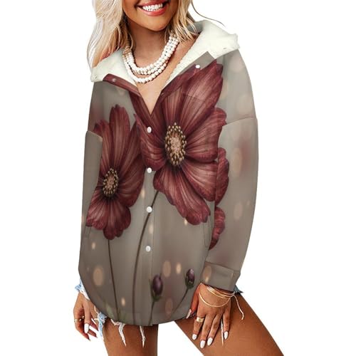 Veste polaire femme à capuche gris foncé veste d'hiver sherpa S-6XL
