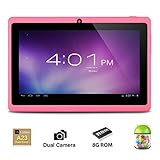 Alldaymall® 7 Inch Android 4.4 KitKat Tablet PC MID with Capacitive Touchscreen (512MB + 8G, Dual Core CPU, 1.5GHz, Wi-Fi, Bluetooth, Dual Camera) Pink