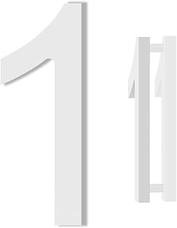 DEWEL House Numbers for Outside, 6 Inch Modern Floating Address Numbers for Farmhouse, Street, Front Door, Weatherproof, Easy to Install with Template (White House Number 1)