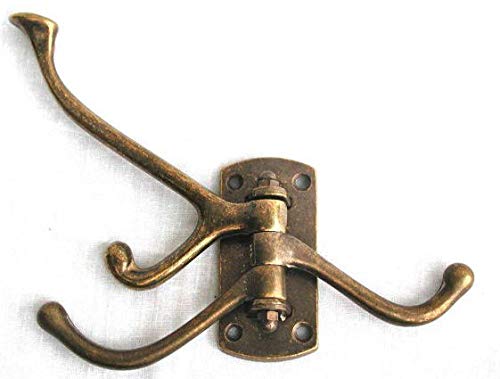arterameferro Gancio Appendiabiti in ottone brunito a 3 posti da parete