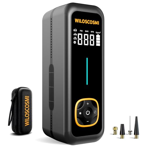 WILOSCOSMI Tire Inflator Portable Air Compressor,Air Pump for Car Tires - 150PSI 5X Faster with Pressure Gauge & Auto Shut Off,Cordless Tire Inflator for Car,Bike,Motorcycle,Truck(Deluxe Carry Case)
