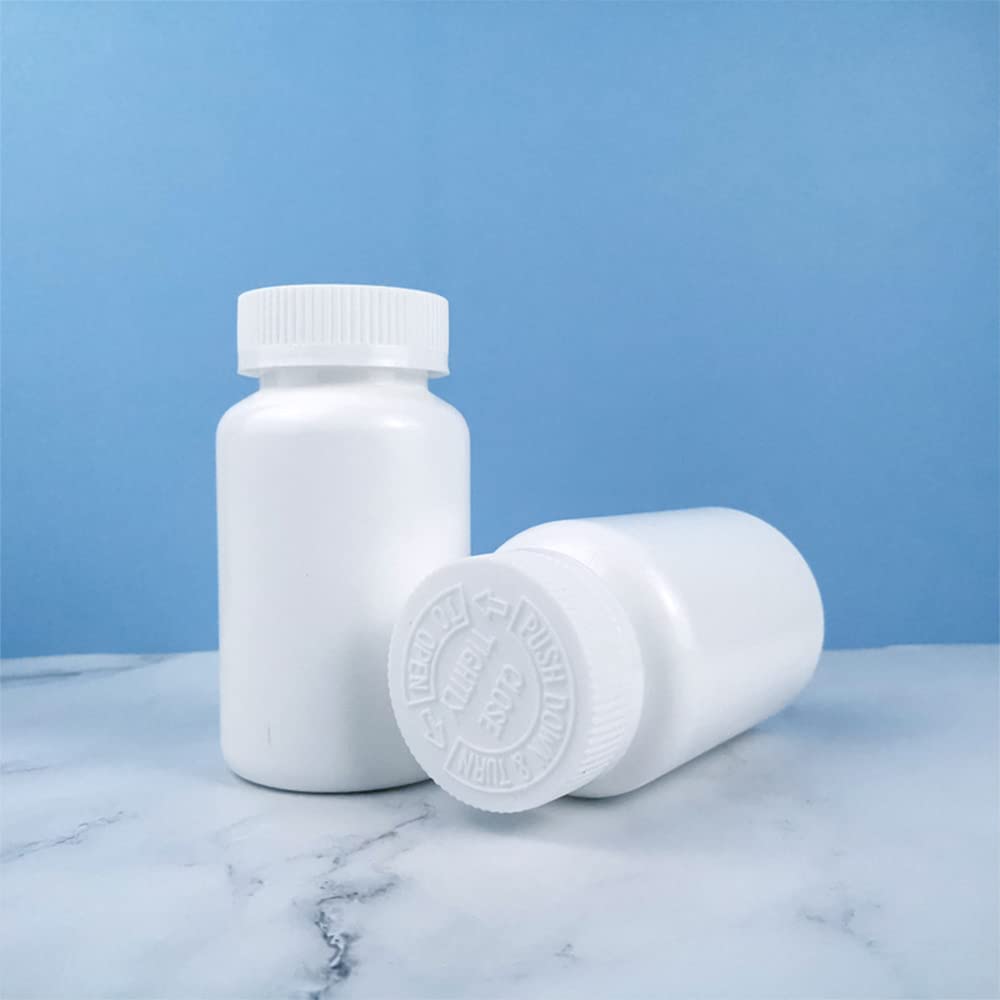 Othmro Lot de 20 bouteilles en plastique PE de 120 ml à large goulot de 28 mm pour échantillons de liquide avec bouchon pour magasins d'alimentation Blanc