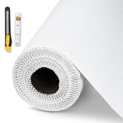 Drawer and Shelf Liner for Kitchen Cabinet,Non-Adhesive Cabinet Liner 12in x 10FT,Waterproof Shelf Paper Non-Slip Mats Cupboard Liners Contact Protect Dresser/Shelves/Table-White