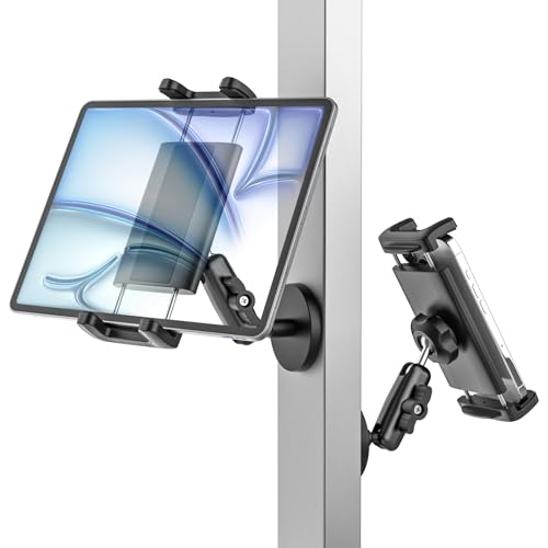 Kolasels Metal iPad Magnetic Mount, [Adjustable Arm] Magnetic Tablet Mount, Magnetic Tablet Holder for Metal Surface, Fridges, Whiteboard, Gym, Iron Rack, Compatible 4.7-12.9" Phones & Tablets