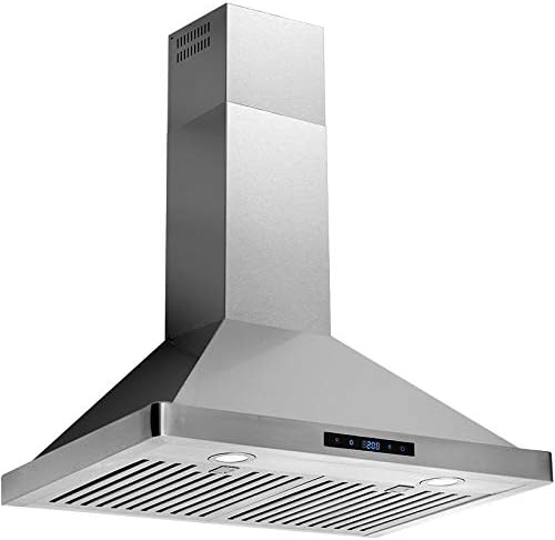 30" Range Hood Delay Turn Off; 400 CFM Exhaust Kitchen Vent Fan; Stainless Steel Filters;Wall Mounted; Touch Control