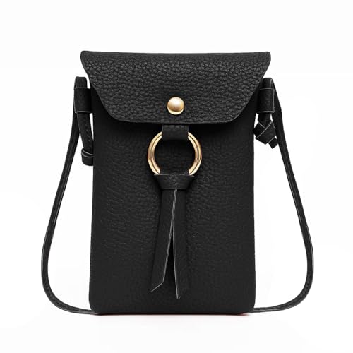Bolsa transversal para celular feminina, bolsa de ombro pequena, mini carteira de celular para viagem, bolsa de compras, Preto, Small