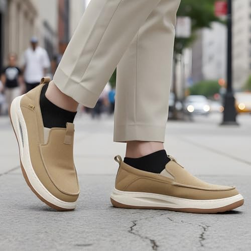 Image of CELE Mens Slip On Casual Dress Shoes Wide Walking Sneakers Orthopedic Boat Loafers with Arch Support Comfortable Lightweight Non Slip