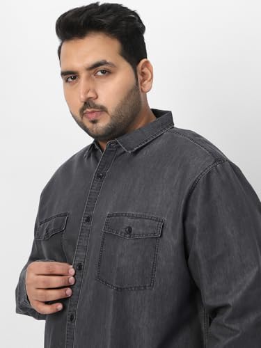 Image of Urbano Plus Men's Full Sleeve Regular Fit Casual Denim Shirt