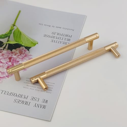 Pexintek 10 Stycken Skåphandtag Moderna Handtag i Guld Möbelhandtag 160mm Hålavstånd Dörrhandtag Kökslådhandtag Vintage Handtag för Köksskåp, Byrå, Garderob (Guld)